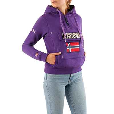 Geographical Norway GYMCLASS Lady - Sudadera Mujer Bolsillos Kangaroo - Sudadera Caliente Mujer - Suéter Abrigos Manga Larga - Hoodie Tops Casual Abrigo Estilo Violeta 2XL - Talla 5