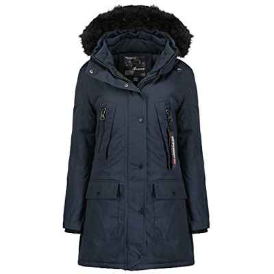 Geographical Norway-Parka de mujer CORTA LADY con capucha Azul marino Talla XL