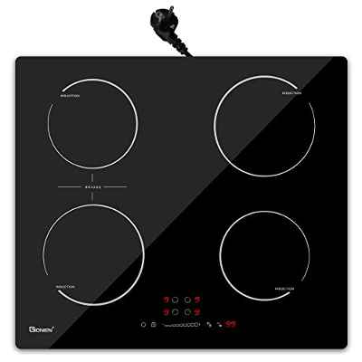 GIONIEN Placa de inducción con enchufe de 60 cm, 16 amperios, placa eléctrica integrada Plug in con zona puente, 4 cocinas de cocina, 2800 W, GITS470SPVDE