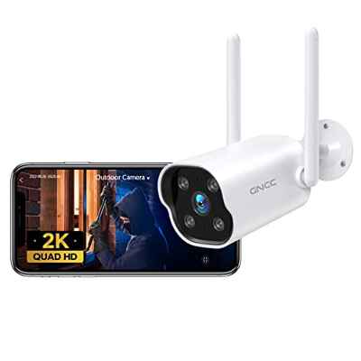 GNCC 2K Camara Vigilancia WiFi Exterior Cámara IP Impermeable con Visión Nocturna, Detección de Movimiento&Sonido Alarma Instantánea, Audio Bidireccional, Compatible con Alexa-T1Pro…
