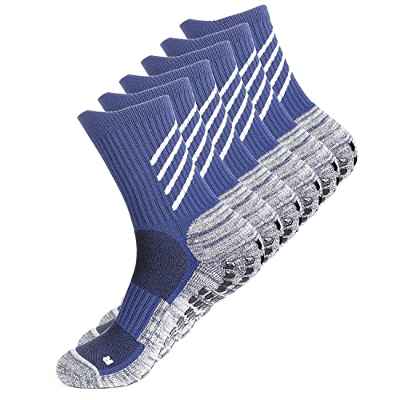 Gogogoal Calcetines deportivos antideslizantes fútbol hombres mujeres calcetines antideslizantes para Yoga tenis correr senderismo Fitness caminar azul marino M 3P
