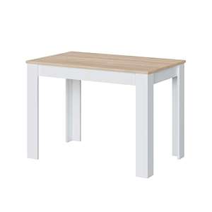 Habitdesign Mesa Auxiliar Fija, Mesa Comedor o Cocina, Acabado en Color Blanco Artik y Roble Canadian, Modelo Cloe