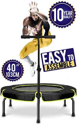 Happy Jump Trampolín , Plegable Cama Elástica Fitness con Mango ,Ø101cm ,Peso Carga Máximo 250lbs