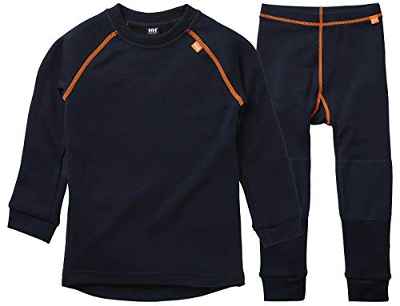 Helly Hansen HH LIFA Merino Baselayer Thermal Conjunto de Camisa y Pantalon, Unisex niños, Navy, 7 YRS