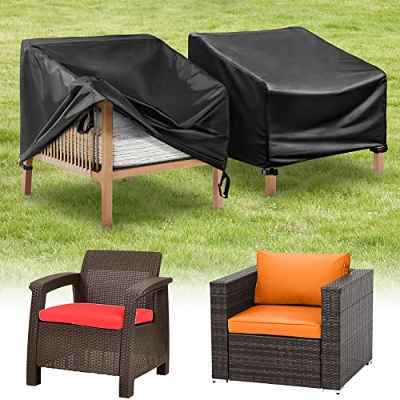 HIRALIY Fundas Impermeables para Sillas de Jardín, 2 Unidades Fundas Resistente al Viento para Sillas Sofás de Jardín, Funda Protectora para Muebles de Jardín Tela Oxford 420D, 95x90x69cm