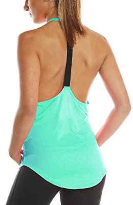 icyzone Camisetas de Entrenamiento para Mujer, Camisetas de Yoga para Gimnasio, Camiseta sin Mangas Deportiva para Correr (M, Azul Real)