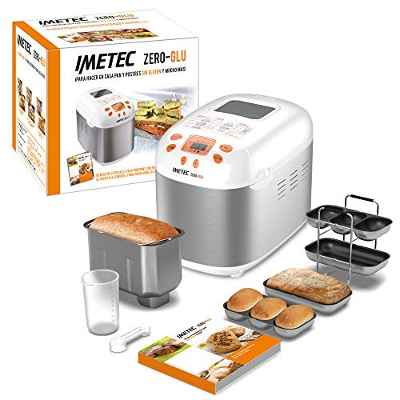 Imetec Zero-Glu Panificadora, 20 Programas Pan y Dulces, sin Gluten, Accesorios para 3 Formas diferentes de Pan, Temporizador Digital, Libro de Cocina, Capacidad 1 kg, Amasa, Fermenta y Hornea, 920W