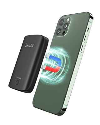 imuto Magnetic 5K Wireless Power Bank, Cargador Portátil Inalámbrico mag-Safe 5000mAh 15W Compatible con iPhone 13 Pro Max/12/12 Mini/12 Pro/12 Pro MAX y Más