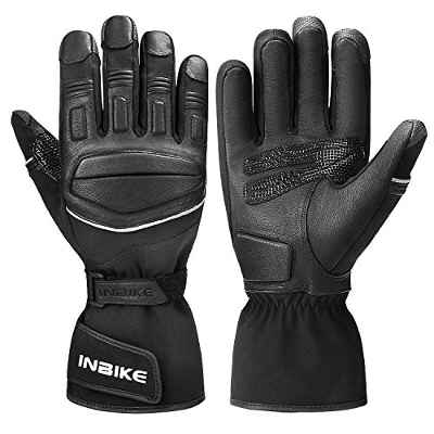 INBIKE Guantes Moto Invierno Hombre con Membrana Impermeable De TPU Guantes Piel De Cabra con 3M Thinsulate Guantes Cuero Moto con Compatibilidad Touch Screen, Unisex - Adulto(CW861-XL)