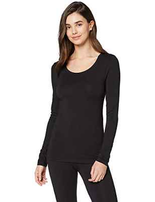 IRIS & LILLY Camiseta Interior Térmica Ligera de Manga Larga para Mujer, Negro (Black), 38 (Talla del fabricante: Small)