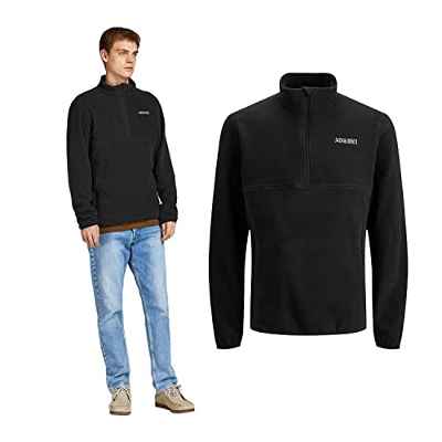 Jack & Jones Forro Polar Jjhype con Media Cremallera Chaqueta, Negro, XXL para Hombre