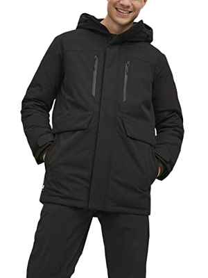 Jack & Jones Jcobach-Parka, Negro, M para Hombre