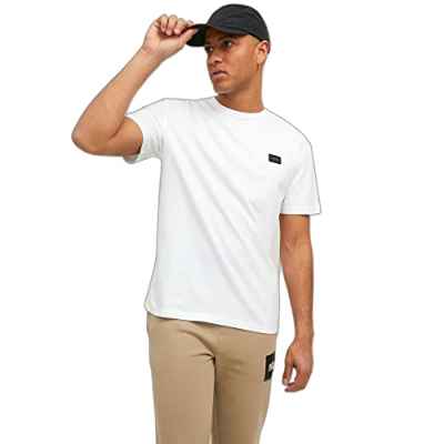 Jack & Jones Jcoclassic SS Noos-Insignia para gofres, diseño de Texto en inglés Camiseta, Blanco, XL para Hombre