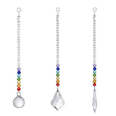 JAHEMU Atrapasol de Cristal Arcoíris Prisma de Bola de Cristal Colgante de Chakra Colgante para Ventana, Juego de 3
