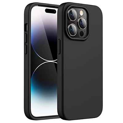 JETech Funda Silicona para iPhone 14 Pro MAX 6,7 Pulgadas, Protectora de Cuerpo Completo con Tacto Suave y Sedoso, Antigolpes Carcasa con Forro de Microfibra (Negro)