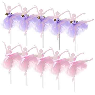 JLNGTHONG 10 Piezas Bailarina Cupcake Toppers Adorno de Torta de Ballet Ballet Niñas Pastel Decoración para Fiestas de Cumpleaños Decorar Tartas(Bicolor)