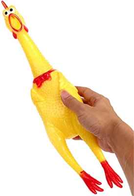 Juguete de Perro Interactivo. Gallina para Puppy. Juego para Perrito De Goma. Es Un Pollo. Accesorios para Perros. Kong para Cachorros. Juego para Mascota. Tiene Pito de Sonido Gritando ó Chillando.