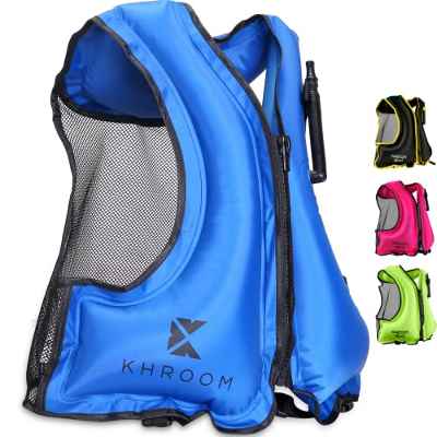 Khroom Chaleco de natación para Adulto | Pesa Solo 400 Gramos | Ayuda a la flotabilidad para Snorkel, Kayak y Sup | Chaleco Salvavidas Adulto | Equipo de Snorkel (Azul)