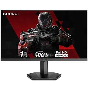 KOORUI 24.5", FHD,VA,1 ms,Adpitive Sync, 2xHDMI (144Hz)DisplayPort (170Hz), sRGB 99%,VESA,Ajustable en inclinación,Eye Care