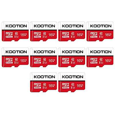 KOOTION Lote Micro SD 16GB 10 Piezas Clase 10 Tarjeta MicroSDHC (U1 y A1) Memoria Micro SDHC 16 Gigas Memory Card Micro SD Cards 10 Pack con Adaptador, Alta Velocidad de Lectura hasta 75 MB/s