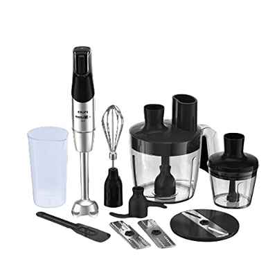 Krups Batidora de mano PERFECT MIX 9000 HZ95JD, 1200 W, cuchillas Powelix Life, incluye vaso de 800 ml, picadora, batidor y procesador de alimentos con 5 funciones, acero inoxidable cepillado