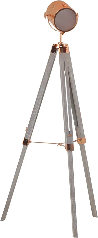 Lámpara de pie con trípode de madera