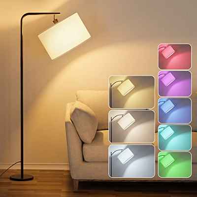Lámpara de Pie Salon RGB Multicolor, Lamparas de Pie Para Salon Led, Luz Regulable con 3 Temperaturas de Color, Lampara de Pie Vintage para Oficina, Dormitorio, Estudio
