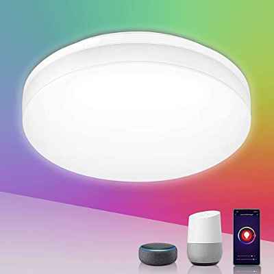 LE Plafón LED 15W Inteligente Conectada WIFI 1250LM Impermeable Colores Regulable (RGB + Blanco Cálido a Frío 2700-6500K), Aplicación de Control Remoto, Funciona con Alexa / Google Assistant