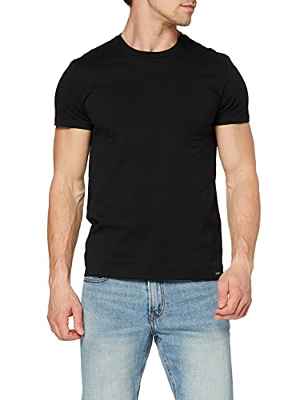 Lee Twin Pack Crew Camiseta, Negro, Large para Hombre
