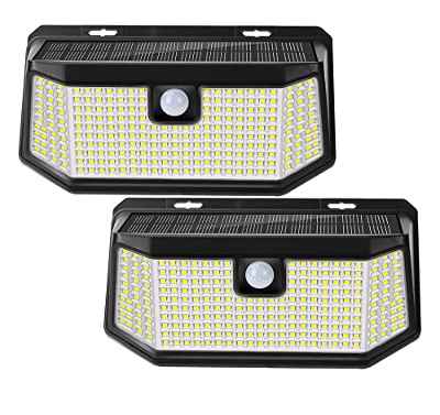 Lepwings Luz Solar Exterior con Sensor de Movimiento 238 LED 1400 Lumen Súper Brillante 2000mAh Batería Recargable 3 Modos LED Lámpara Solares IP65 Impermeable Fácil de Instalar -2 unidad