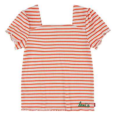 Levi'S Kids Lvg Ss Ribbed Baby Tee Shirt Coral Caliente Niñas 3 Años