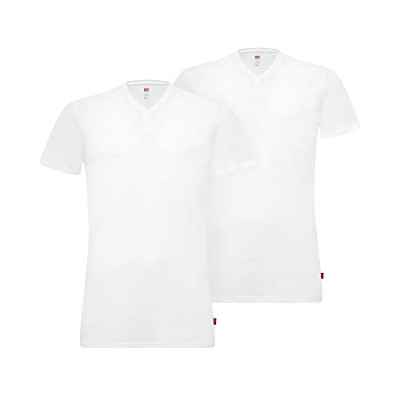 Levi's Levis Men V-Neck 2p Camiseta, Blanco (White 300), S (Pack de 2) para Hombre