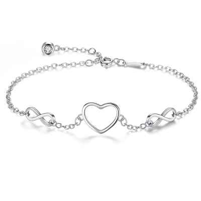L.Karden Pulsera Mujer 925 Plata Esterlina Infinito Pulsera Circonita Cúbica Amor Pulseras Para Mujeres Niñas Regalo De Joyería
