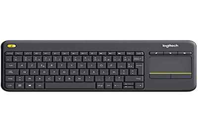 Logitech K400 Teclado Táctil Inalámbrico Plus para TV con un Control Multimedia y Panel Táctil, Disposición AZERTY Francés - Negro