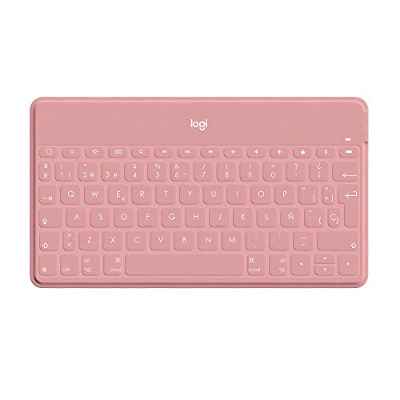 Logitech Keys-To-Go Teclado Inalámbrico Bluetooth para iPhone, iPad, Apple TV, ligero, portátil, Disposición QWERTY Español, Rosa