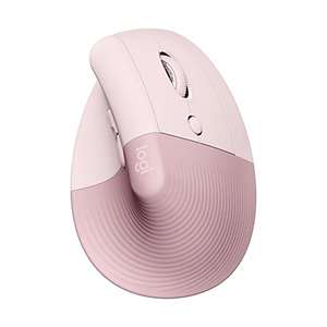 Logitech Lift Rosa Ratón Ergonómico Vertical, Inalámbrico, Bluetooth o receptor Logi Bolt