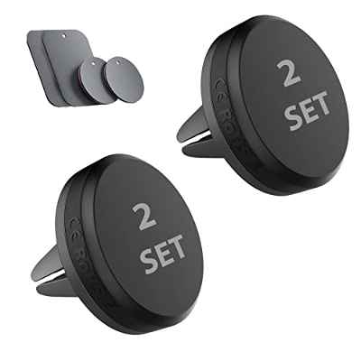 m MU Soporte Movil Coche para Coche 2 Piezas con 4 Placas de Metal, Soporte Móvil Coche Magnetico Rotación de 360 Grados, Soporte Móvil Coche Magnético para iPhone Samsung Xiaomi y Otros Smartphone