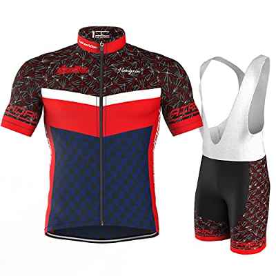 Maillot Ciclismo Hombre, Ropa Ciclismo Hombre, Ropa Culote Conjunto Traje Culotte Deportivo con 9D Almohadilla De Gel para Bicicleta MTB Ciclista Bici (M, Rojo Azul)