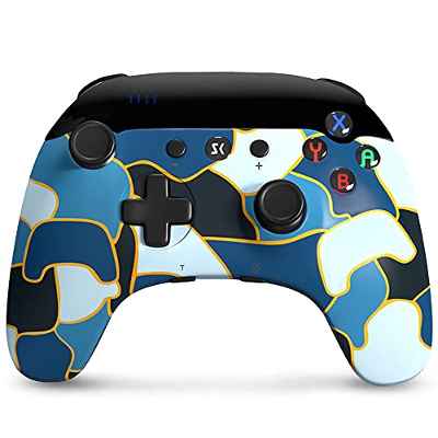 Mando Pro Nintendo Switch,con Doble Vibración & Turbo Función, 6-Axis Mando Inalámbrico para Nintendo Switch/Switch Lite/PC (Camuflaje Azul)