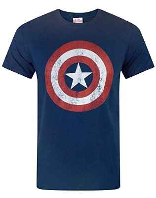 Marvel Camiseta para Hombre Captain America Multicolor Large
