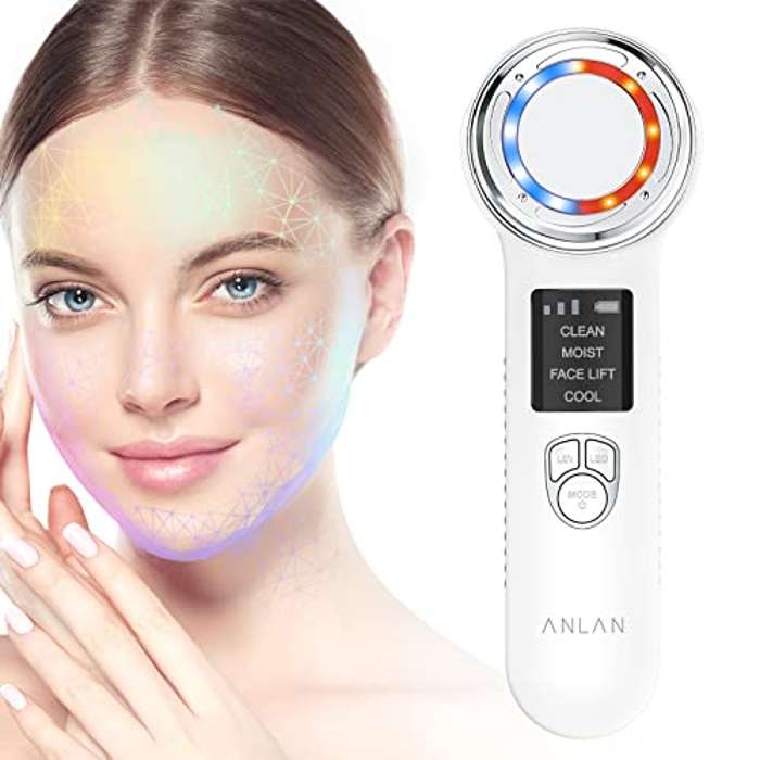 Masajeador Facial Multifuncional con Frío Calor Fototerapia Roja y Azul