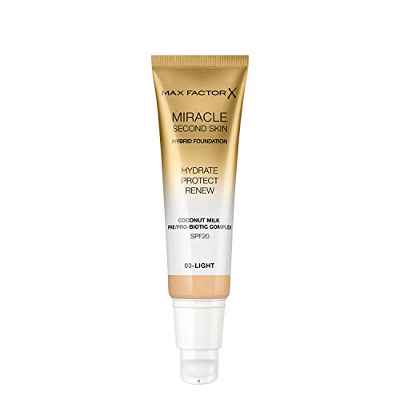 Max Factor Miracle Touch Second Skin Base De Maquillaje, Tono 03, 30 Ml