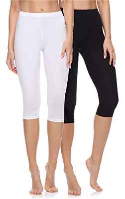 Merry Style Lote de 2 Leggins 3/4 Mallas Deportivas Mujer MS10-199 (Negro/Blanco, XL)