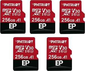 Micro SD Patriot Memory 256GB A1 / V30 , grabación de Video 4K - Paquete de 5 (más en descripción)