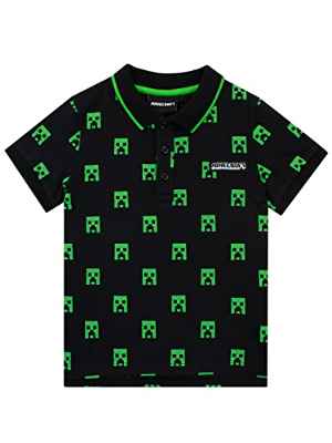 Minecraft Camiseta de Creeper para Niños Polo de Manga Corta para Infantiles Negro 6-7 años
