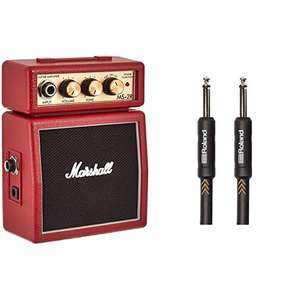 Mini amplificador Marshall Stack Series MS-2R + cable Serie Black de Roland con Jacks de 1/4 de Pulgada Recto/Recto de 1,5 m