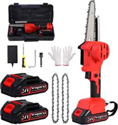 Mini motosierra con 2 baterías + accesorios