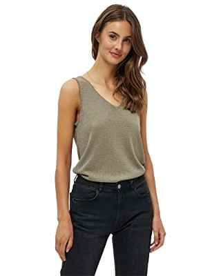Minus Carli Knit Top para Mujer, Marrón (394 Wood smoke lurex), XL