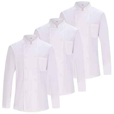 MISEMIYA - Pack 3 Unidades - Chaqueta Cocinero Hombre - Chaqueta de Chef Hombre - Uniforme Hosteleria 3-842 - XL, Blanco