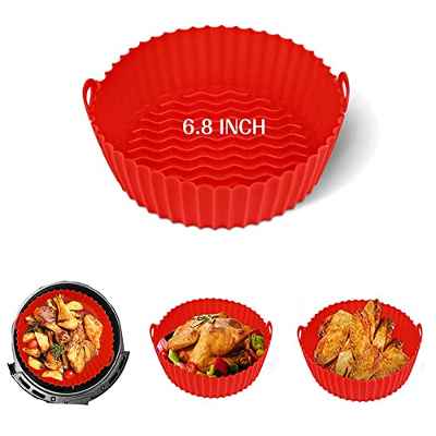 Molde Olla de Silicona para Freidora de Aire, 20cm/7,8 inch Cesta de Silicona de Freidora Aire, Accesorios Airfryer Reutilizables Antiadherentes, para Horno Microondas Freidora de Aire
